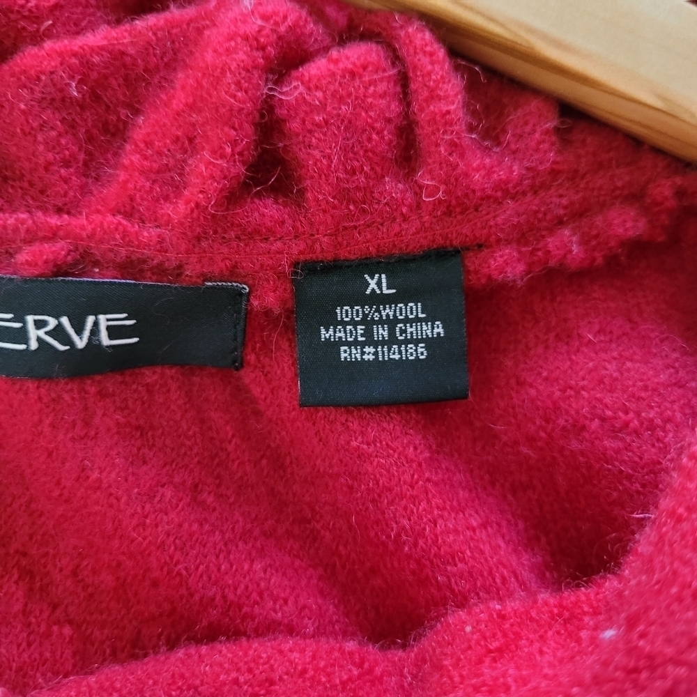 Verve red 100% wool cardigan sweater - Picture 4 of 10